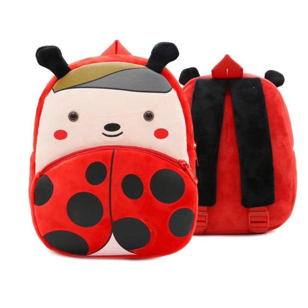 Cute Animal Plush Backpack for Toddlers Kids Gift Bag ( ladybird )